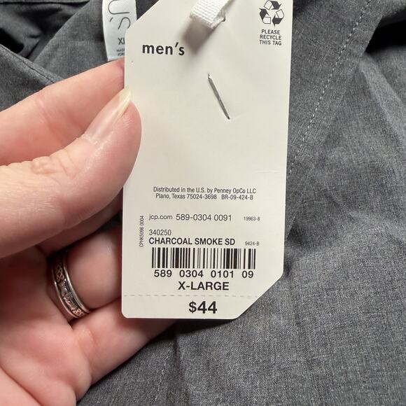 Stylus Shirt Men's Size XL Lot of 2 Short Sleeve Button Up Peach & Charcoal NEW - Picture 5 of 7